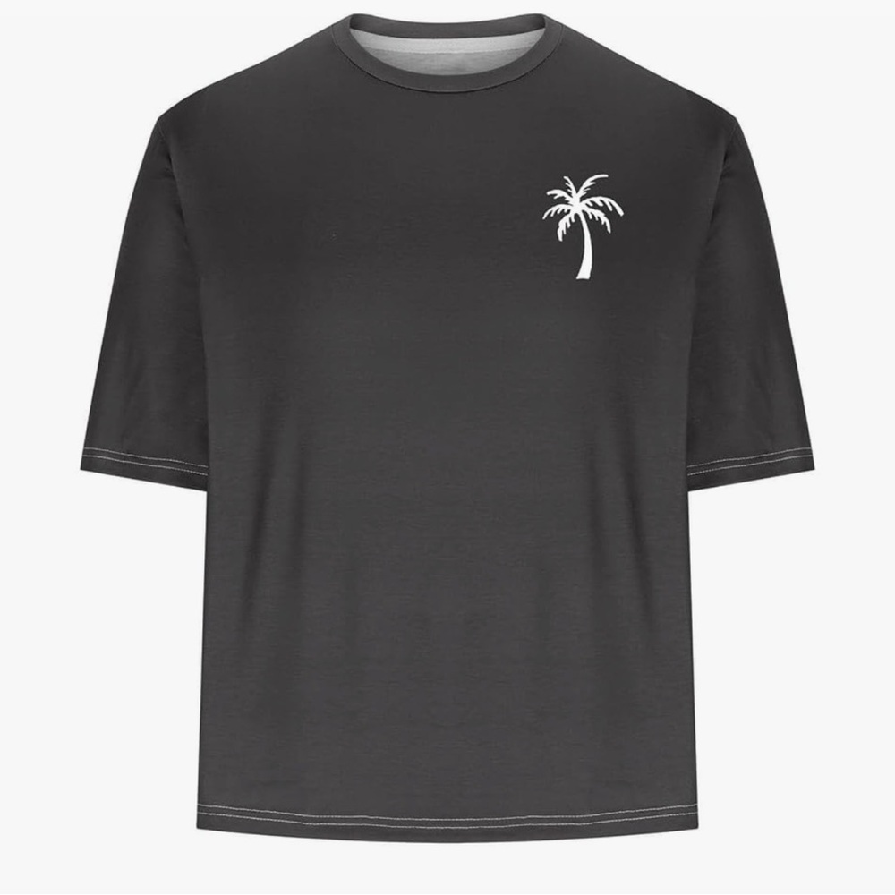 Black T-Shirt with Palm Tree Design